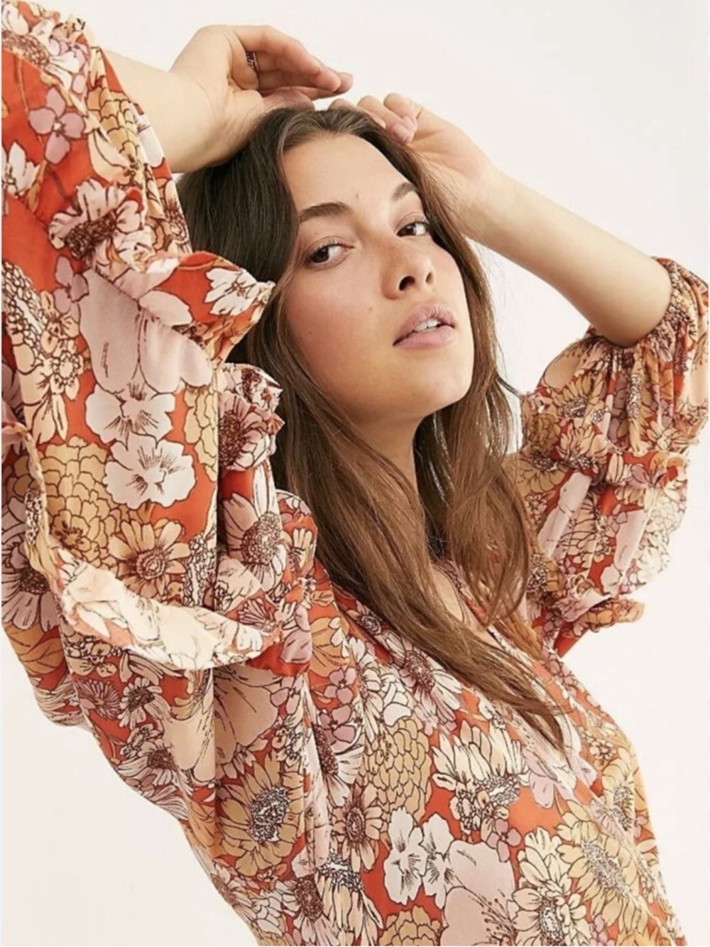 LIKE NEW Free People Under Wraps Floral Bubble Sleeve Dress - Picture 3 of 6